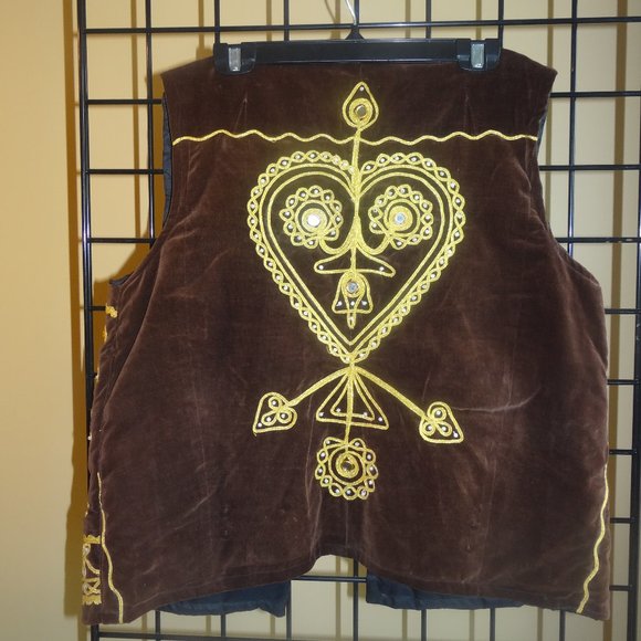 African Village Brown/Gold Vest - Size: Medium - Picture 2 of 2